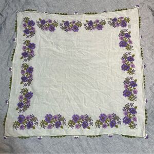 Varol Ultra Star Purple Lavender Floral Square Scarf Cottage Boho Coquette